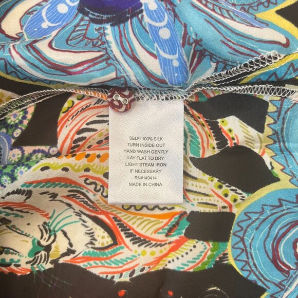 NWOT Johnny Was Zellah Silk Floral Ruffles Pleated V-neck Blouse Size S - Picture 12 of 15